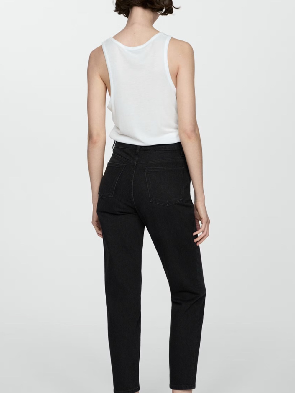Mango High-Rise Straight-Leg Jeans — Black